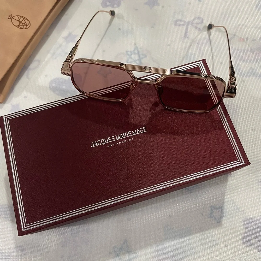 Jacques Marie Mage Women’s Gold Frame Sunglasses with Burgundy Lenses